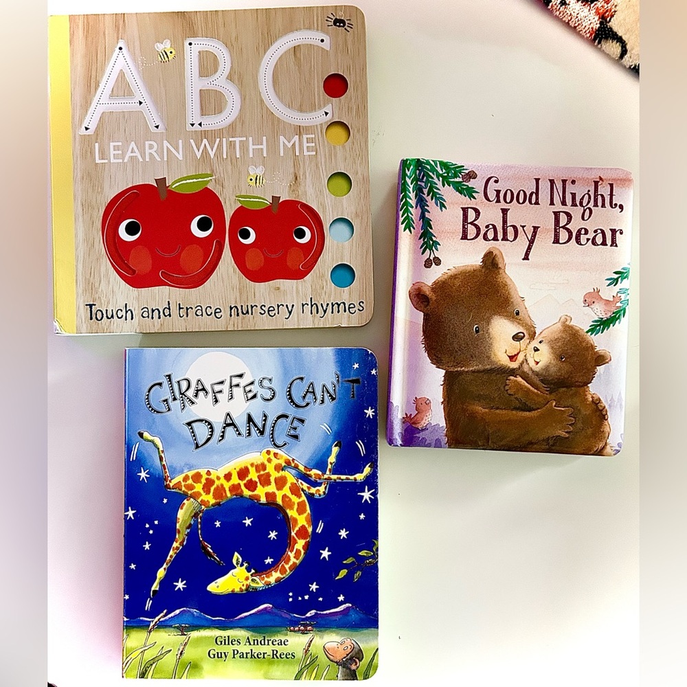 3 book bundle Giraffe’s can’t dance,ABC Learn with Me, Goodnight Baby Bear, NEW